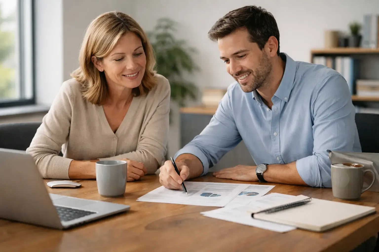 Chartered accountant advising a small business owner during a smooth handover