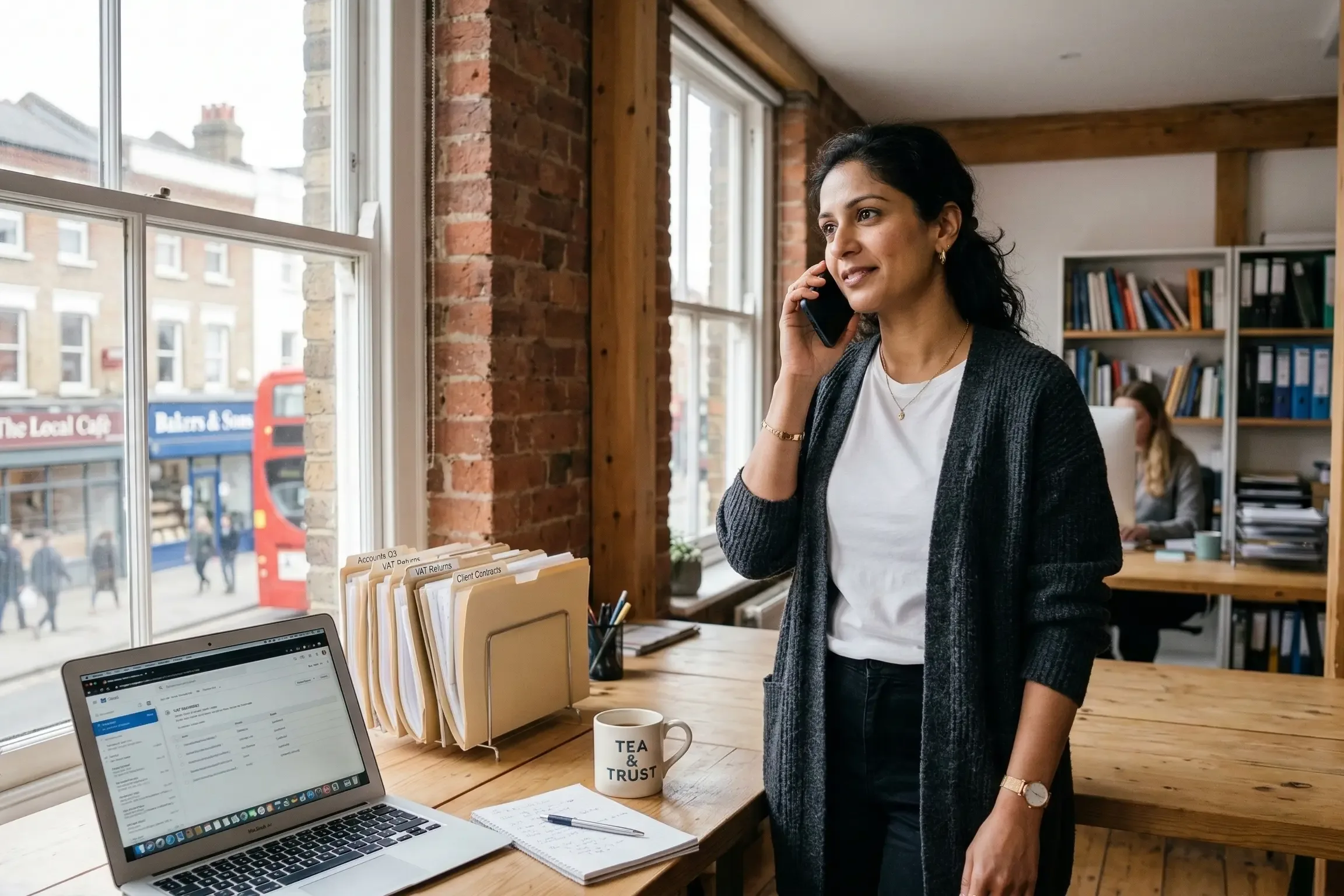 Business owner discussing ACSP compliance with accountant