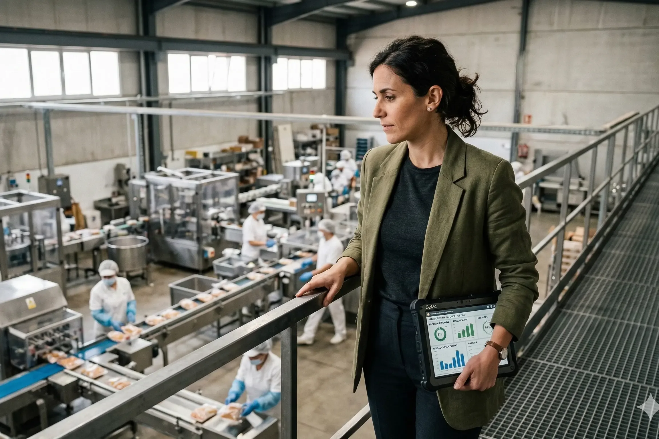 Chartered management accountant reviewing a monthly profit and cashflow dashboard with a business owner