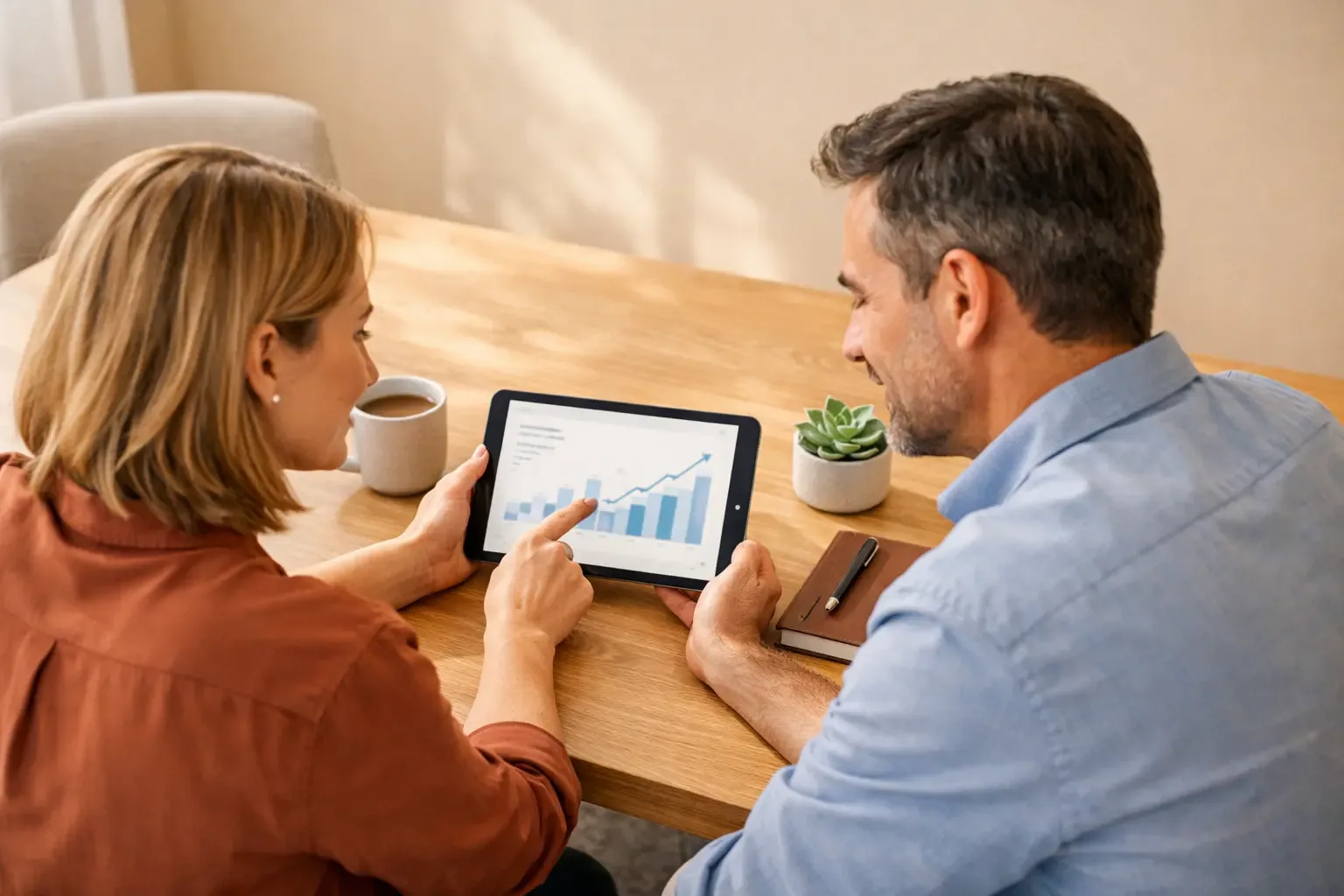 Strategic financial review meeting between a director and their accountant