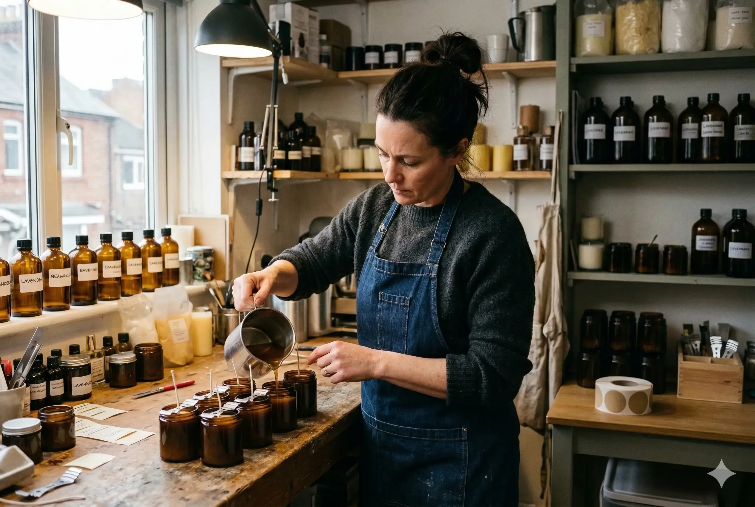 SME manufacturing business owner reviewing financial production data